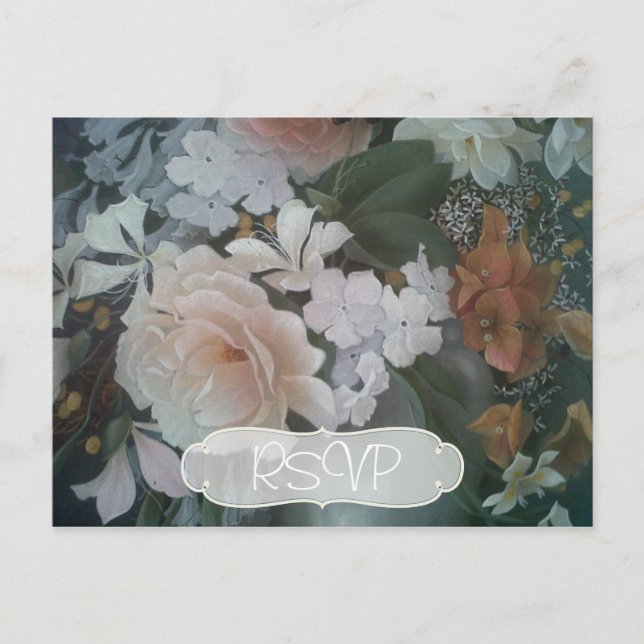 RSVP de Convite de Pintura de Flor com Foto (Frente)