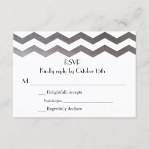 RSVP de Convite para Casamento Bilíngue de Silver