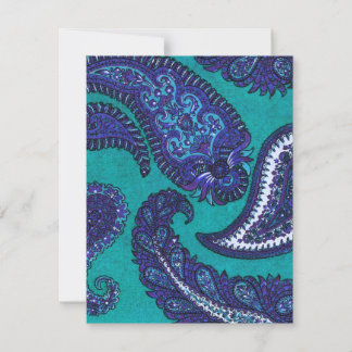RSVP de Convite para Casamento Blue e Aqua Paisley