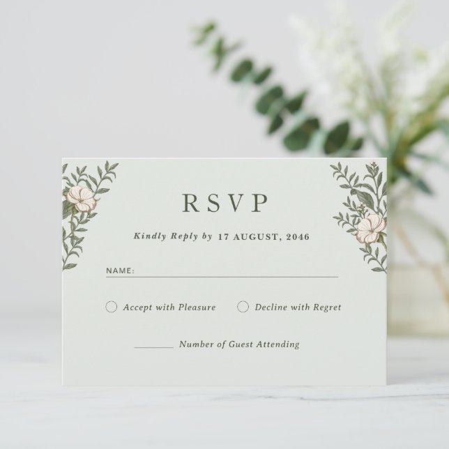 RSVP de convite para casamento da Flor de Eterno S (Em pé/Frente)