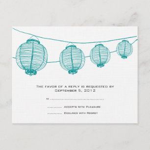 RSVP de Convite para Casamento de Lanternas Branca