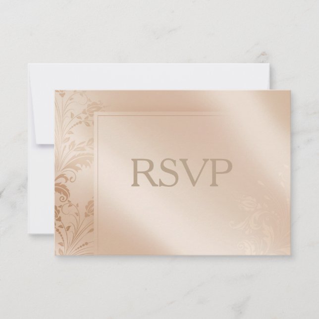 RSVP de Convite para Casamento de Marfim e Dourado (Frente)