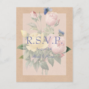 RSVP de Convite para Casamento de Rosa de Inglês