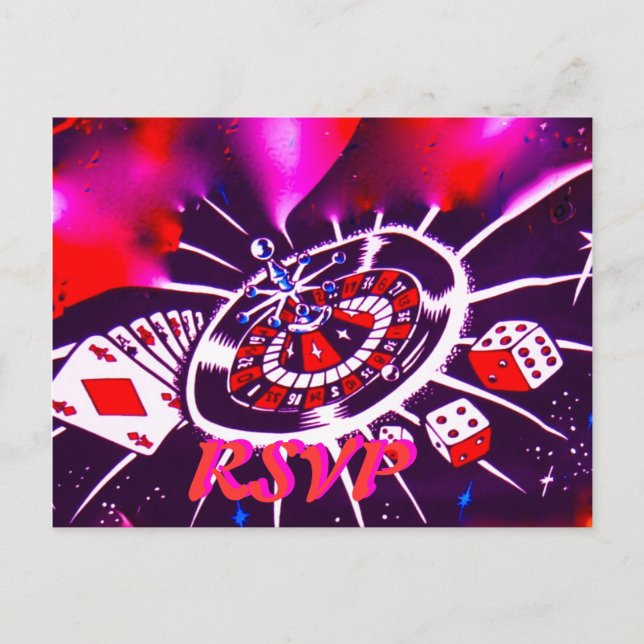RSVP de Convite para Casamento do Tema do Casino (Frente)