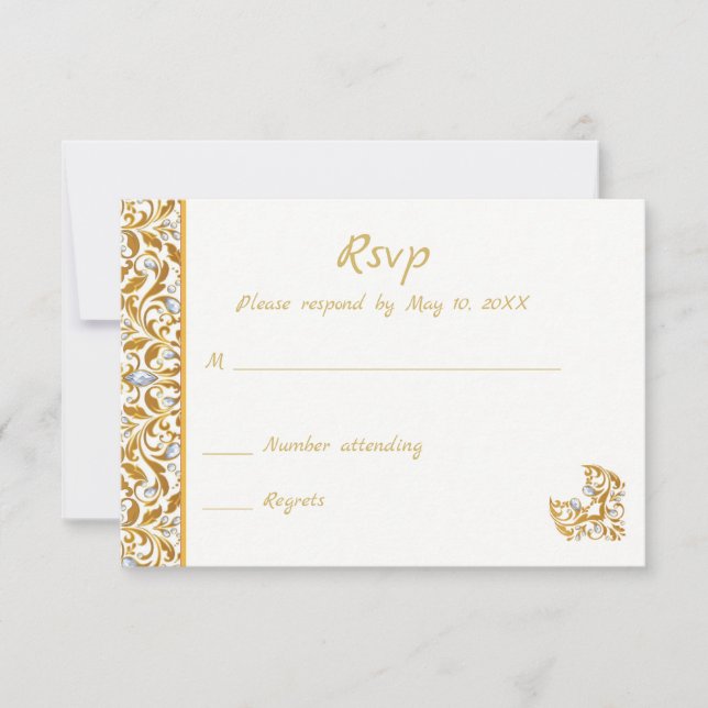 RSVP de Convite para Casamento Hindu Dourado na Ín (Frente)