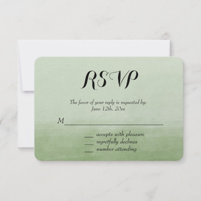 RSVP de Cor de Água do Ombre Verde (Frente)