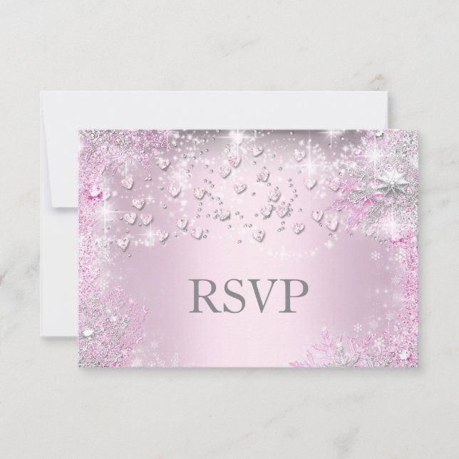 RSVP de Corações Sparkle Rosa (Frente)