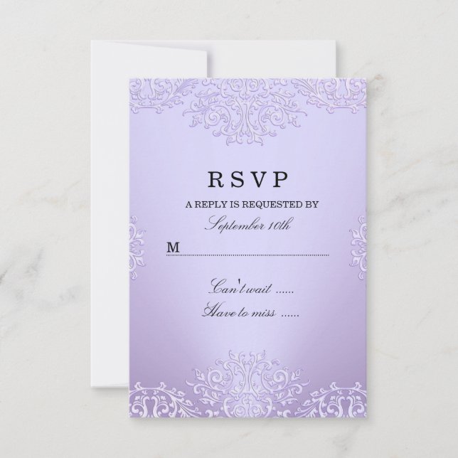 RSVP de Damasco de Vintagem Roxo (Frente)