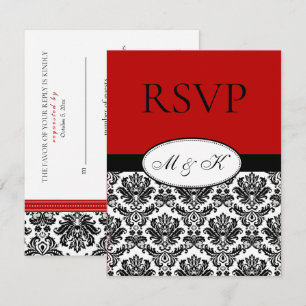 RSVP de Damasco Vermelho Negro