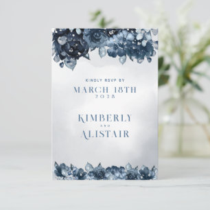 RSVP de Email de Devolução de Casamento Azul Silve