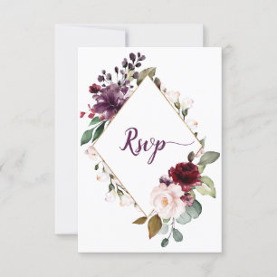 RSVP de Enquadramento do Floral Vermelho Escuro Ro