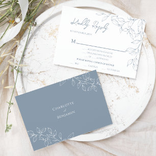 RSVP de Entrada de Casamento Mínimo de Folha Dusty
