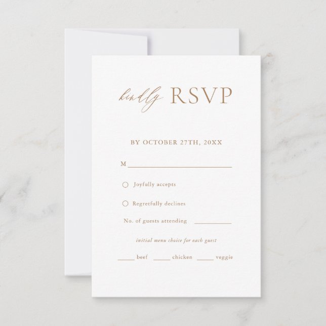 RSVP de Escolha de Menu Simples Elegante Dourado (Frente)