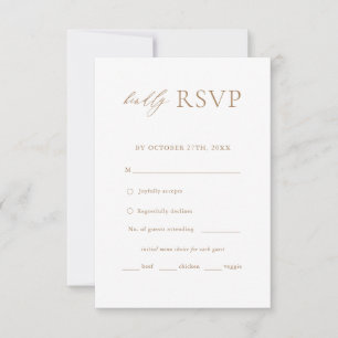 RSVP de Escolha de Menu Simples Elegante Dourado
