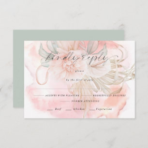 RSVP de Escolha de Refeição Floral de Rosa de Cora