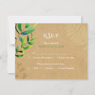RSVP de Escolha de Refeições do Casamento de Green