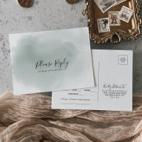 RSVP de Escolha do Menu Branco e Verde da Caligraf