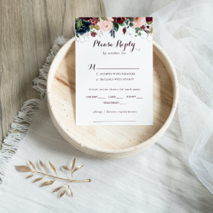 RSVP de Escolha do Menu Casamento Ilustrado com Wa