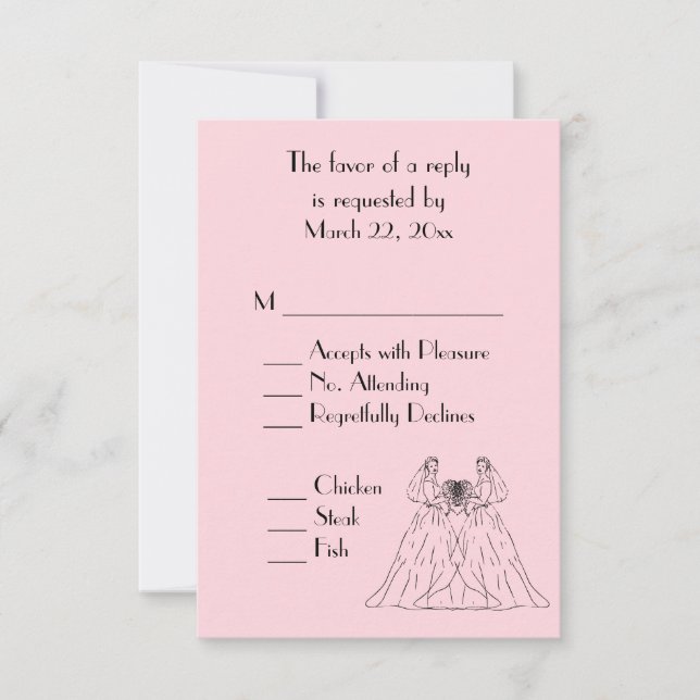 RSVP de Escolha do Menu Casamento Lésbico Rosa (Frente)