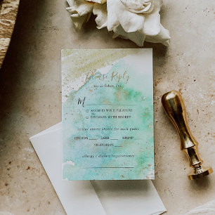 RSVP de Escolha do Menu Casamento Simples, Dourado
