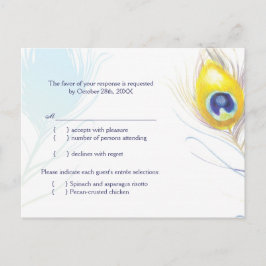 RSVP de Escolha do Menu de Casamento de Penas Simp