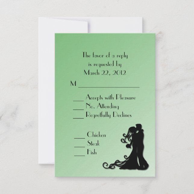 RSVP de Escolha do Menu de Casamento Verde Clássic (Frente)