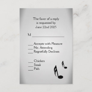 RSVP de Escolha do Menu Silver Music Weding