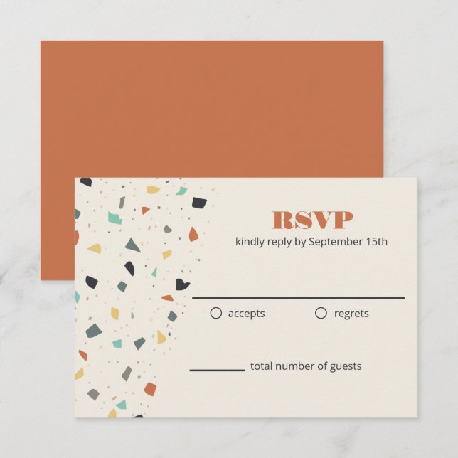 RSVP de Estilo Moderno do Azulejo Confetti (Frente/Verso)
