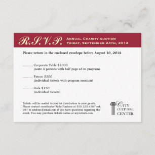 RSVP de eventos de gala comercial Merlot red