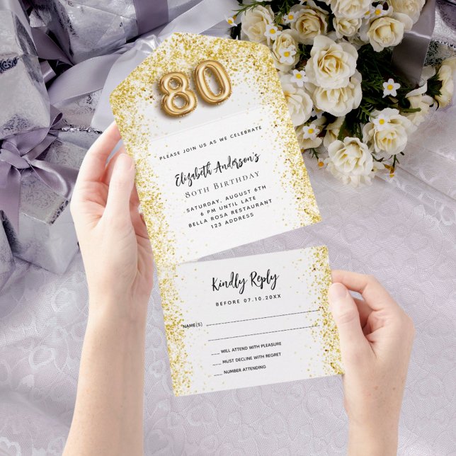 RSVP de festa branca de 80 aniversário (Criador carregado)
