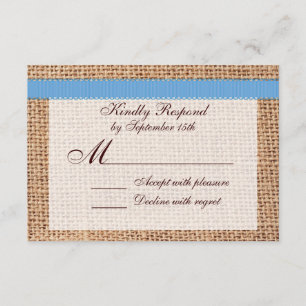 RSVP de Fita Azul de Burlap Azul - País Russo Impr