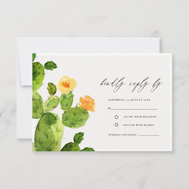 RSVP DE FLOR DO CACTUS DE DESERTO DE ÁGUA VERDE (Frente)