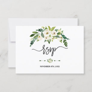 RSVP de Floral Branca Moderna em Caligrafia