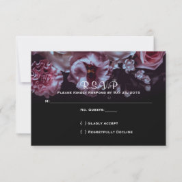 RSVP de Floral Sombrio e Casamento Preto