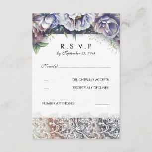RSVP de Flores de Aquarela e Vintage
