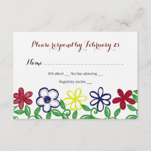 RSVP de Flores de Cores Primárias Brilhantes