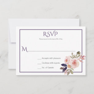 RSVP de Flores Selvagens Púrpuras de Lavanda Rosa