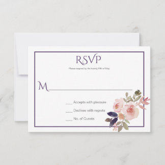 RSVP de Flores Selvagens Púrpuras de Lavanda Rosa