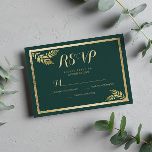 RSVP de Folha de ouro Verde da Floresta Elegante