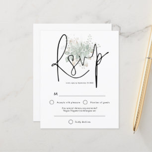 RSVP de Folhagem Dourada do Script Elegante de Or