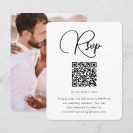 RSVP de Foto de Casamento de Trendy com Código QR