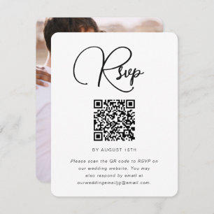RSVP de Foto de Casamento de Trendy com Código QR