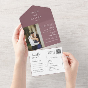 RSVP de Fotografia do Código QR Púrpura Elegante M