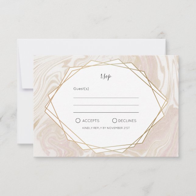 RSVP de Frame Geométrico Dourado do Blush Marble F (Frente)