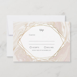 RSVP de Frame Geométrico Dourado do Blush Marble F
