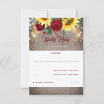 RSVP de girassol e Casamento outono de Rosa vermel