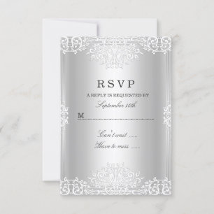 RSVP de Glamor de Vintagem Branca Silver