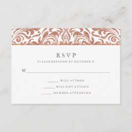 RSVP de Glitter Damask Glitter Dourado Rosa do Fau