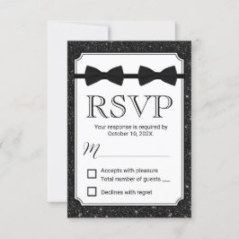 RSVP de Glitter Preto do Gravatas de Arco Duplo