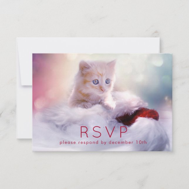 RSVP de Kitten de Natal bonito (Frente)